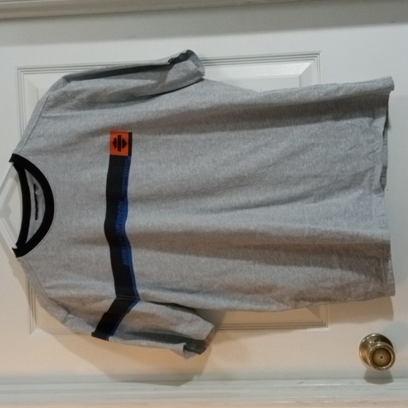Harley-Davidson Gray Short Sleeve Black Stripe Tee Shirt Mens XLarge - Picture 2 of 6